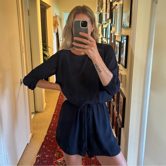 Babaton Aritzia Keagan Navy Blue Romper Playsuit - Picture 3 of 17